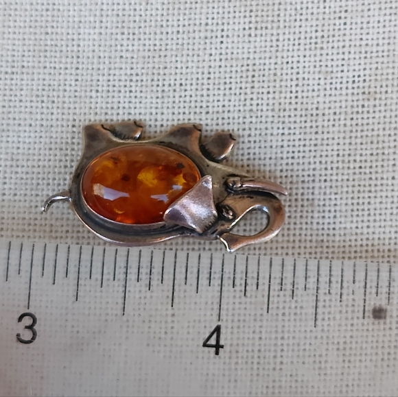 🐘 Vintage Sterking Baltic Amber Brooch - Picture 4 of 4